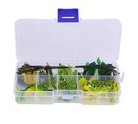 ANKROYU Kit d'appâts pour leurres de Grenouille, 10 pièces, avec Fil Anti-Morsure et connecteurs, Yeux 3D réalistes, en Plastique Souple, hameçons de pêche réalistes pour Bar, trui