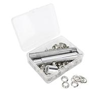 ANKROYU Kit d'œillets professionnels en laiton avec outil de perforation, 100 ensembles de fournitures d'artisanat durables antirouille pour les projets de bricolage sur toile de v (Argent)