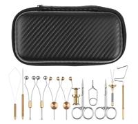 ANKROYU Kit d'outils de montage de mouches, 12 pièces, fouet professionnel, finition de canette, pour les amateurs de pêche à la mouche, assortiment complet avec des matériaux durables