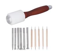 ANKROYU Kit d'outils d'estampage professionnel du cuir, 12 pièces, ensemble d'artisanat du cuir fait à la main avec bois pour la fabrication de sacs portefeuille de selle, construc
