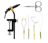 ANKROYU Kit Professionnel de Montage de Mouches 6 pièces avec étau en Acier à Haute teneur en Carbone, enfile-canette, Fouet, Ciseaux de Finition et Bodkin pour débutants et Expert