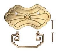 ANKROYU Le tiroir en laiton antique tire les greffes de style chinois vintage des fleurs de richesse conception avec 2 vis pour commode de bibliothèque de garde-robe 12,8x7cm (Couleur en laiton)
