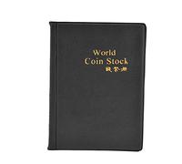 ANKROYU Livre de collection de pièces de monnaie, 120 pochettes en PVC, couverture en cuir PU, album de pièces de monnaie transparent de qualité supérieure pour collectionneurs, or (Noire)