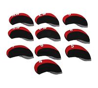 ANKROYU Lot de 10 Couvre-têtes de Fer pour Club de Golf de qualité supérieure, Ensemble d'étuis de Protection en Cuir avec marquages numériques 4 5 6 7 8 9 AE SW PW LW pour golfe (Rouge)