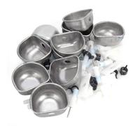 ANKROYU Lot de 10 gamelles à Eau en Acier Inoxydable pour Lapins, durables, antirouille, faciles à Installer, pour Cages de Ferme, connecteur en Plastique 6,6 x 2,9 cm (Trois unités distinctes)