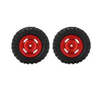 ANKROYU Lot de 2 pneus en caoutchouc de 55 mm avec moyeu de roue en alliage d'aluminium à 4 trous pour voiture télécommandée Axial SCX24 1/24, pièces de mise à niveau, adhérence él (Rouge)
