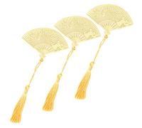 ANKROYU Lot de 3 marque-pages en forme d'éventail en laiton chinois antique élégant en forme d'éventail pliable avec motif de pie, cadeau pour les amateurs de livres, lecteurs, écr