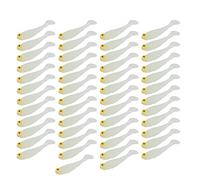 ANKROYU Lot de 50 leurres de pêche en Silicone Souple avec Queue de pagaie et Yeux pour Attraper des Bars, des truites et des Poissons blessés, coulant Lentement. (Couleur Lumineuse)