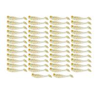 ANKROYU Lot de 50 leurres de pêche en Silicone Souple avec Queue de pagaie et Yeux pour Attraper des Bars, des truites et des Poissons blessés, coulant Lentement. (Vert Jaune)