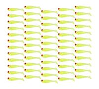 ANKROYU Lot de 50 leurres de pêche en Silicone Souple avec Queue de pagaie et Yeux pour Attraper des Bars, des truites et des Poissons blessés, coulant Lentement. (Vert)