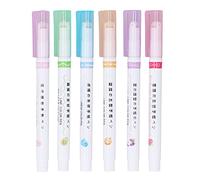 ANKROYU Lot de 6 marqueurs de contour 6 couleurs vives, écriture lisse, 6 formes de courbes uniques, stylos à gribouiller de grande capacité pour artistes, étudiants et artisans, e