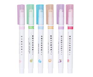 ANKROYU Lot de 6 marqueurs de contour 6 couleurs vives écriture lisse 6 formes incurvées uniques stylos à gribouiller de grande capacité pour projets artistiques notes d'étudiants