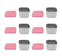 ANKROYU Lot de 6 saucières en acier inoxydable 304 scellées et étanches pour vinaigrette, pour déjeuner, pique-nique, voyage, récipients à condiments carrés antirouille durables av (Rose)