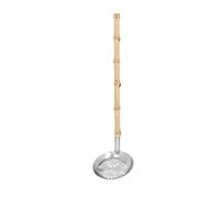 ANKROYU Louche en acier inoxydable pour marmite, isolation thermique, long manche, anti-brûlure, ustensile de cuisine pour la cuisson, le service de soupes, de pâtes, de marmites, (Poignée en bambou
