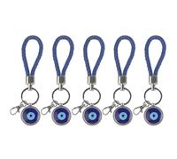 ANKROYU Lucky Eye Porte-clés Amulette Turque Bleu Protection des Yeux Charme Alliage Durable Coloré Glaçure Pendentif Porte-clés Bijoux pour La Maison Bureau Décor Ensemble de 5