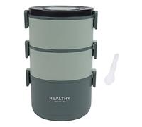 ANKROYU Lunch Box Box Thermal Lunch Box Portable Three Layer Detachable Compartment Design Leak Proof Microwave Safe BPA for Office Home Picnic School Students 2200ml Round (Green de pâte de