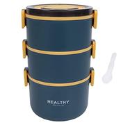 ANKROYU Lunch Box Box Thermal Lunch Box Portable Three Layer Detachable Compartment Design Leak Proof Microwave Safe BPA for Office Home Picnic School Students 2200ml Round (Bleu élégant)