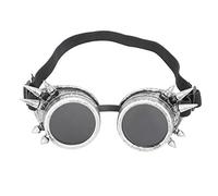 ANKROYU Lunettes Steampunk vintage coupe-vent pour cyclisme, en ABS industriel double couche, verres amovibles, sangle ajustable, pour sports de plein air, moto. Couleurs : noir, r (Argent antique)