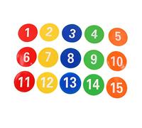 ANKROYU Marqueurs de Points de numéro de Sport 1 à 15 avec 5 Couleurs Vives marqueurs de Points de Tapis en PVC antidérapants pour Terrain de Jeu d'entraînement de Football et acti