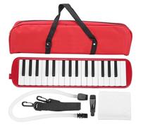 ANKROYU Melodica Instrument à vent professionnel 32 touches avec touches de style piano pour débutants, étudiants, mélomanes, ABS noir mat, blanc, base plaquée argent (Rouge)