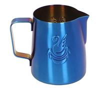 ANKROYU Milk Frother Pitcher Stainless Steel 380ml Eagle Spout Multifunction Frothing Cup for Latte Coffee Cream Milk Barista Home Kitchen Use (Bleu)