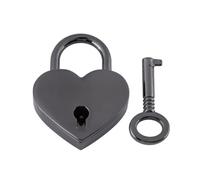 ANKROYU Mini Cadenas en Forme de Cœur avec Clé en Alliage de Zinc, Vintage Pistolet Noir seinirrures en Métal pour Boîte à Bijoux, Journal Intime, Pendentif Décoratif de Sac à Main