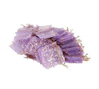 ANKROYU Moon Star Sacs en Organza Beaux Sacs à Cordon en Organza Violet Exquis avec des Cordes en Or pour Bijoux Bonbons Savon Emballage Cadeau 100 pièces 8.5x6.5 cm