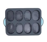 ANKROYU Moule à pain professionnel en silicone antiadhésif perforé avec poignées antidérapantes, chauffe jusqu'à 220 °C pour les boulangers et les restaurants (8 cavités)