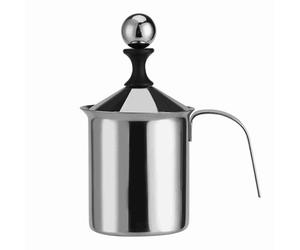 ANKROYU Mousseur à lait manuel professionnel en acier inoxydable, mousseur à café à double, fouet à crème pour lattes, cappuccinos, chocolat chaud, capacité de 400 ml ou 800 ml (400 ml)