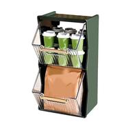 ANKROYU Organisateur de sachets de thé Amovible, extractible, Anti-poussière, 2 Couches, Transparent, Peu encombrant, pour Armoire, comptoir, pour Salon de thé, matériau Pet, 15,5 x 25,5 (Vert foncé)