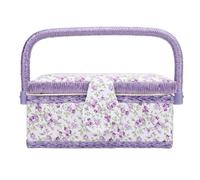 ANKROYU Panier de rangement de couture avec plateau amovible, boîte artisanale portable en tissu double couche pour travaux d'aiguille, fils, ciseaux, boutons, bobines, 19 x 13 x 9