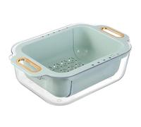 ANKROYU Passoire extensible sur l'évier, double couche, égouttoir à vaisselle extensible, panier égouttoir rétractable pour la cuisine, lavage des fruits et légumes, matériau PP PE (Vert clair)