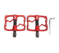 ANKROYU Pédales de vélo de Montagne de Route 3 roulements Pédales Plates de vélo légères avec Clous antidérapants Alliage d'aluminium Fibre de Carbone Rouge pour Les Cyclistes Prof