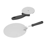 ANKROYU Pelle à pizza en acier inoxydable, spatule et roulette à pizza, ensemble d'outils professionnels pour la maison, les boulangeries et les restaurants, manche en PP en acier (10 pouces)