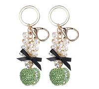 ANKROYU Perle Diamant Clouté Fruit Forme Porte-clés Pendentif Élégant Durable en Alliage de Zinc Porte-clés Sac Décoration Accessoire pour Femmes Filles 2 Pièces (Vert)