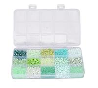 ANKROYU Perles de rocaille en verre 15 couleurs boîte de rangement en plastique bijoux à bricoler soi-même faisant des perles artisanales pour Bracelets colliers et accessoires fai (Vert clair)