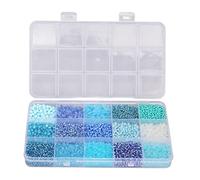 ANKROYU Perles de rocaille en verre 15 couleurs boîte de rangement en plastique bijoux à bricoler soi-même faisant des perles artisanales pour Bracelets colliers et accessoires fai (Bleue)