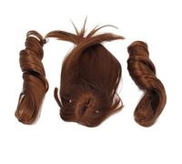 ANKROYU Perruque de Cheveux de poupée 22 23 cm, Cheveux Longs en Soie Douce avec 2 Pinces à Griffes, queues de Cheval pour poupées de Taille 1/3, Accessoires de Style, Artisanat de (Fraise Or)