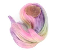 ANKROYU Perruque de poupée articulée 1/6, soie douce à haute température, remplacement de cheveux réaliste pour poupées de 15,5 à 17 cm de tour de tête, accessoire de coiffure d'as (Arc-en-ciel)