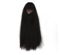 ANKROYU Perruque longue et lisse avec frange, cheveux synthétiques réalistes pour poupées 1/4, tour de tête de 18,5 à 21 cm, style DIY, résistant aux hautes températures, matériau (Noir)