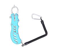 ANKROYU Pince à Poisson en Acier Inoxydable avec Corde Flottante, Robuste et utilisable d'une Seule Main, pour la pêche en Eau Douce et en mer, Bleue, 17 cm.