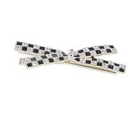 ANKROYU Pinces à cheveux en strass Kawaii, épingle à cheveux en alliage avec nœud papillon, motif de grille noir et, accessoires pour cheveux pour femmes et filles, cadeau 1 pièce (Arc croisé-Strass