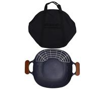 ANKROYU Plaque de barbecue coréenne antiadhésive à chauffage rapide, plaque chauffante en alliage d'aluminium avec poignée en bois de hêtre pour le camping en plein air, la cuisine