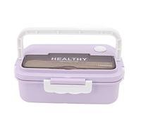 ANKROYU Plastic 3 Compartment Lunch Box 1000ml Microwave Safe Box With Handle For Kids Adults Students Office Worker School Picnic Lightweight Stylish Food Grade Container (Taro violet)