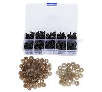 ANKROYU Plastic Eyes and Noses Set for DIY Teddy Bear Plush Doll Stuffed Animal Crafting 6mm 8mm 9mm 10mm 12mm Black Safety Eyes with Washers and Storage Box