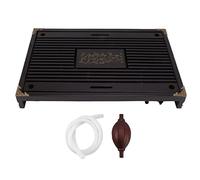 ANKROYU Plateau à thé Simple Type de tiroir Drainage en Bois Stockage de l'eau Ensemble de Table à thé Gongfu pour la Maison Matériau en chêne Chinois Motifs gravés Grande (Noire)