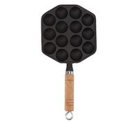 ANKROYU Poêle Takoyaki en fonte 14 trous, excellente conductivité thermique, machine multifonctionnelle japonaise à boules de poulpe pour la cuisine, la cuisine à domicile, poignée