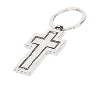 ANKROYU Porte-clés Crucifix rotatif Jésus en métal argenté, cadeau chrétien pour cérémonie religieuse, mariage, remise de diplôme, Pâques, Noël, taille 3 x 8 cm