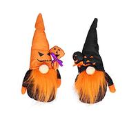 ANKROYU Poupée GNOME sans Visage décorations d'halloween 2 pièces Ensemble poupée naine pour fête à la Maison décor d'anniversaire de noël Noir Orange 8x7x26 cm Tissu en Coton