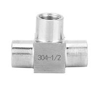 ANKROYU Raccord de tuyau fileté femelle BSPP 3 voies, raccord en T en acier inoxydable 304, joint compact pour système de fluides pour la transmission d'eau, de gaz, d' et de carbu (Fil intérieur 1/2